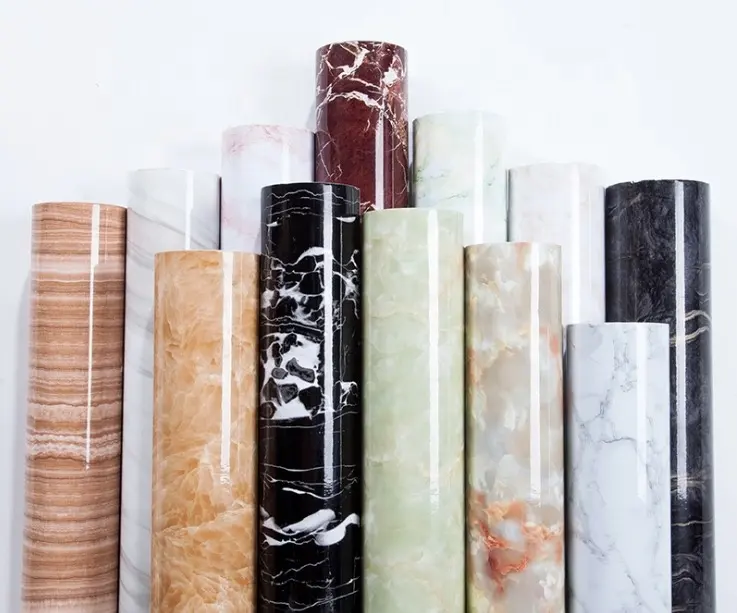 Papel de parede adesivo de vinil para armário, papel de parede 3d de mármore impermeável, papel de parede de pvc para decoração de armário e banheiro