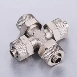 pneumatic metal fitting for plastic tube union cross type