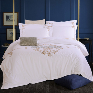 Bordado de lujo 100% algodón Satén de cama de hotel de conjuntos - Product Image 1