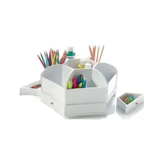 时尚白色木制办公桌固定组织者铅笔盒
