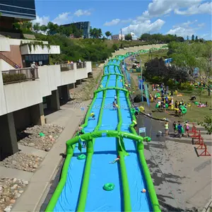 300 Meter lange Outdoor-Wasserspiele aufblasbare Rutsche n Rutsche, aufblasbare Stadt rutsche für Erwachsene