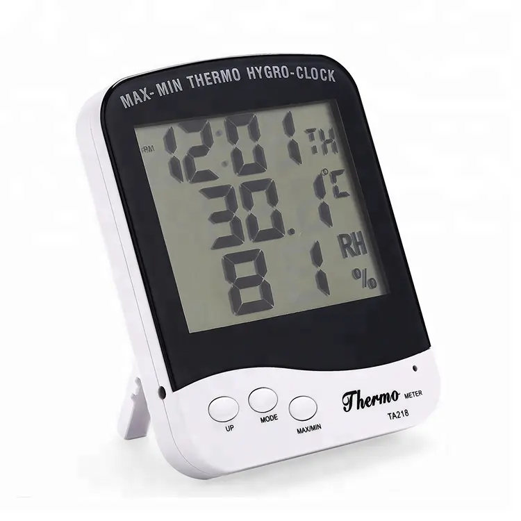 Termómetro Digital LCD TA218B Max-min, higrómetro con reloj