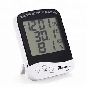 Termometer Higrometer TA218B Max-Min, Termometer LCD Digital dengan Jam
