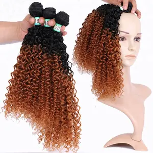 ZOESOUL HAIR 3PCS 16" 18" 20" Long Jerry Curly 2 Tone Color Synthetic Hair Weft Hair Extension