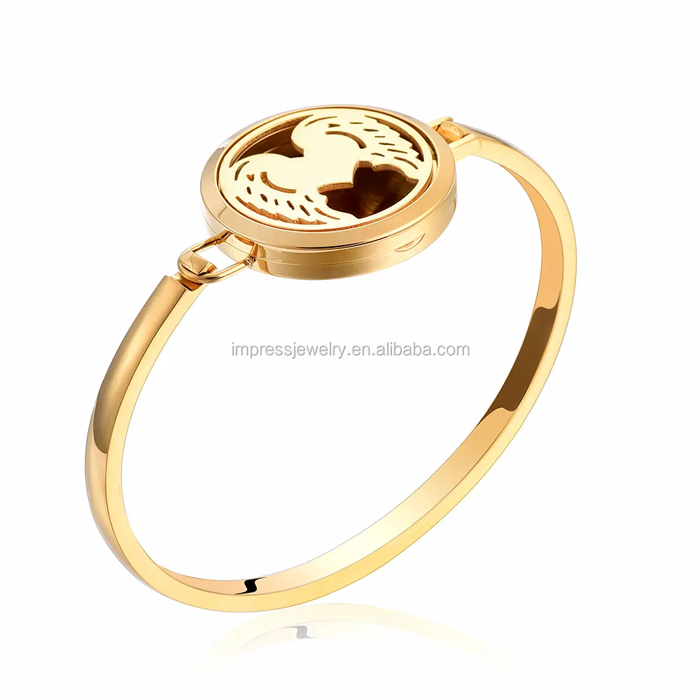 Gold women accessories angel wings hollow diffuser bracelet essential oil aroma bangle&bracelet