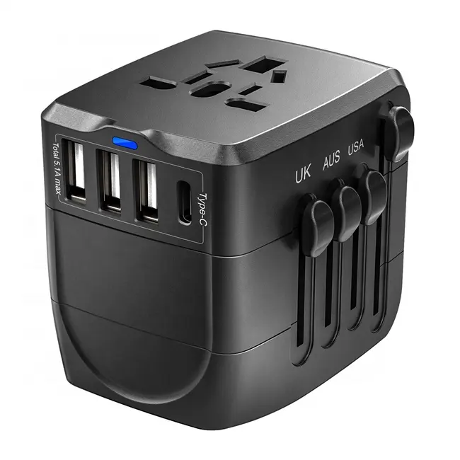 2400W International Power Adapter, Universal Type-C 3 USB All in One Plug Custom Travel Adapter