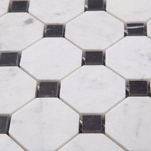 Hot Selling Gepolijste Bianco Carrara En Nero <span class=keywords><strong>Marquina</strong></span> Achthoek Muur Marmeren Mozaïek Thailand Fabriek - Product Image 4