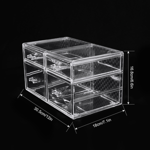 Comptoir de <span class=keywords><strong>maquillage</strong></span> 4 tiroirs en <span class=keywords><strong>acrylique</strong></span> PS de grande capacité Organisateurs de cosmétiques empilables Boîte de rangement pour bijoux Vanity Case - Product Image 2