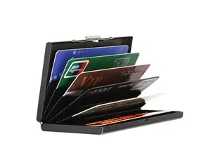 anti hırsızlık kredi kartı Suppliers-Paslanmaz çelik kredi kartı anti hırsızlık cüzdan ince RFID Metal kredi kartı kılıfı kadınlar veya erkekler için