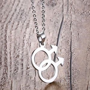MECYLIFE Gaypride-collar de acero inoxidable con doble símbolo de <span class=keywords><strong>Venus</strong></span>, joyería LGBT Gay