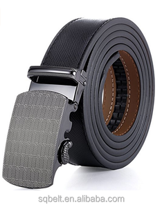 Ceinture en cuir de vachette grain <span class=keywords><strong>litchi</strong></span> noir pour homme, boucle automatique, ceinture en cuir véritable avec boucle gunmetal pour tenue décontractée ou professionnelle - Product Image 5