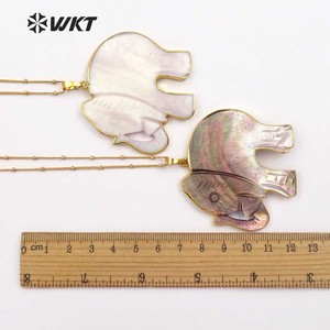 WT-JN029 Trendy Design Lucky <strong>Elephant</strong> Shape Pendant <strong>Necklace</strong> Natural Black Shell and White Shell Pendant <strong>Necklace</strong> - Product Image 6
