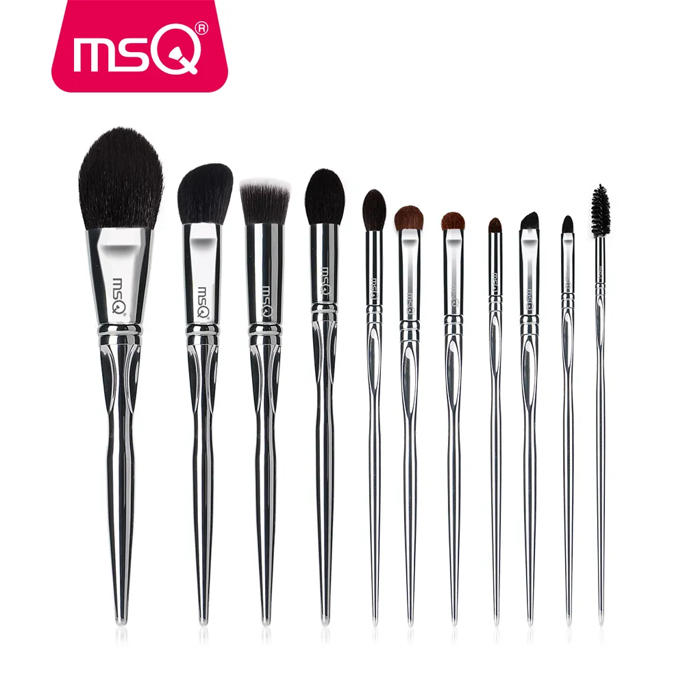 MSQ 11個Makeup Brush Set Wholesale Private Label Aluminum Plastic Handle Makeup Brushesなしロゴ利用可能