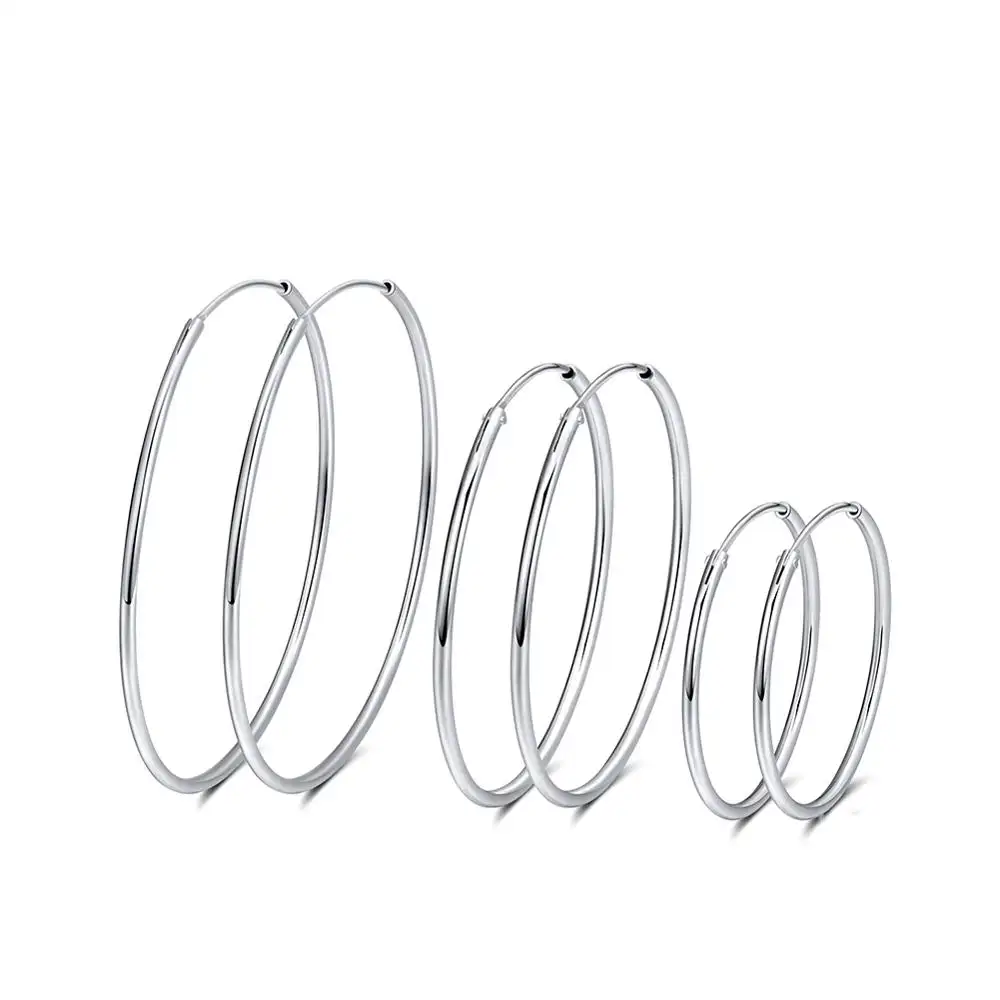 RINNTIN SE146 Fashion Women Accessories 925 Sterling Silver Jewelry Hoop Earrings
