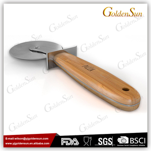 Bền thép không gỉ bánh pizza cắt bánh xe bánh pizza công cụ con lăn với tre xử lý - Product Image 6