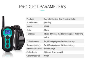 Collar de Adiestramiento para Perros con Control Remoto Recargable e Impermeable, con Alcance de 500 Metros, para el Control del Comportamiento Canino - Product Image 4