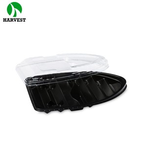 Black Pp Base Disposable Plastic Boat Shaped Japanese Sushi Container