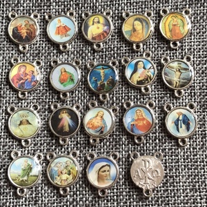 3 gaten zinklegering rozenkrans center katholieke icoon charme religieuze medaille connector - Product Image 1