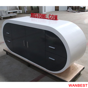 Modern Artificial Stone Curved Google Office Desk Executive Boss <strong>Computer</strong> <strong>Table</strong> Design with <strong>Cabinet</strong> - Product Image 3