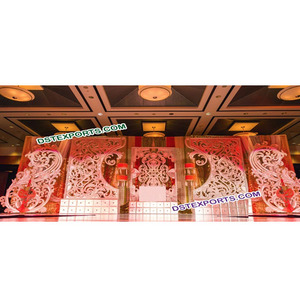 Wedding Stage Grand <b>Backdrop</b> Panels <b>Frames</b> Latest Fiber <b>Backdrop</b> Panels New Design Peacock <b>Frame</b> for Wedding - Product Image 1