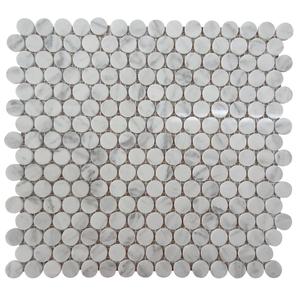 Mosaïque de galets de rivière en marbre de Carrare blanc italien, finition patinée - Product Image 3