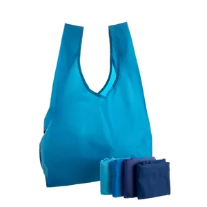 カスタムマーケットナイロン再利用可能な折りたたみ式ショッピングバッグ環境にやさしい大容量ショッピングバッグはカスタムロゴを受け入れます