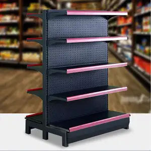 double sided free standing display stand shelves for supermarket