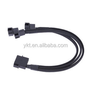 黑色长袖 4 针 IDE Molex 至 3 端口 3 针/4 针冷却器冷却风扇分束器电源线 - Product Image 4