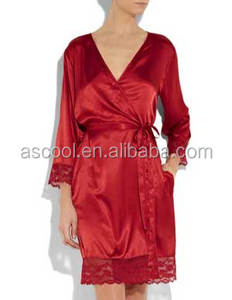 Transpirable X XL XXL 100% poliéster mujer madura rojo asiático de manga larga ropa de noche atractiva - Product Image 1