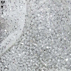 Tela de encaje de tul brillante transparente de alta calidad con lentejuelas de encaje de azúcar para vestido de noche - Product Image 2