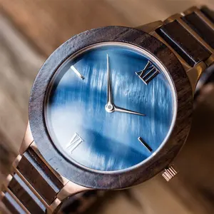 クォーツ時計中国製卸売木製時計カスタムロゴステンレス鋼ファッション