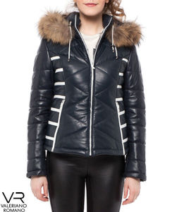 Chaqueta de cuero genuino azul oscuro para hombre 2015 Abrigo de suministro OEM - Product Image 4