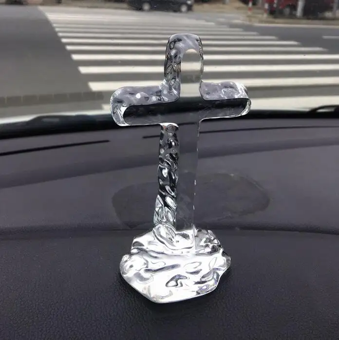נוצרי מתנת ברור קריסטל זכוכית עומד צלב דתי פרסים קריסטל צלב פרסים