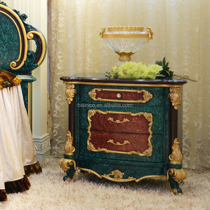 Latest Peacock Green King's Bedroom Set Furniture/ Luxury Double Bed Design Antique Bedroom Furniture With Wooden Hand Carving - Product Image 5