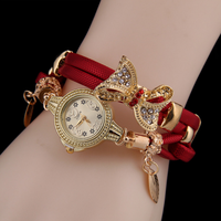 Montre à quartz décorative luxueuse en strass pour femme, montre-bracelet décontractée dorée pour femme