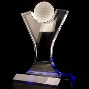 Ehre von Crystal New Design Factory Verkauf Blue Base Golf Award Kristall Trophy