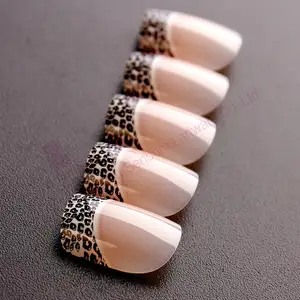 Nessun danno alla stampa leopardata francese naturale unghie finte Swirl unghie francesi diversi tipi di punte per unghie