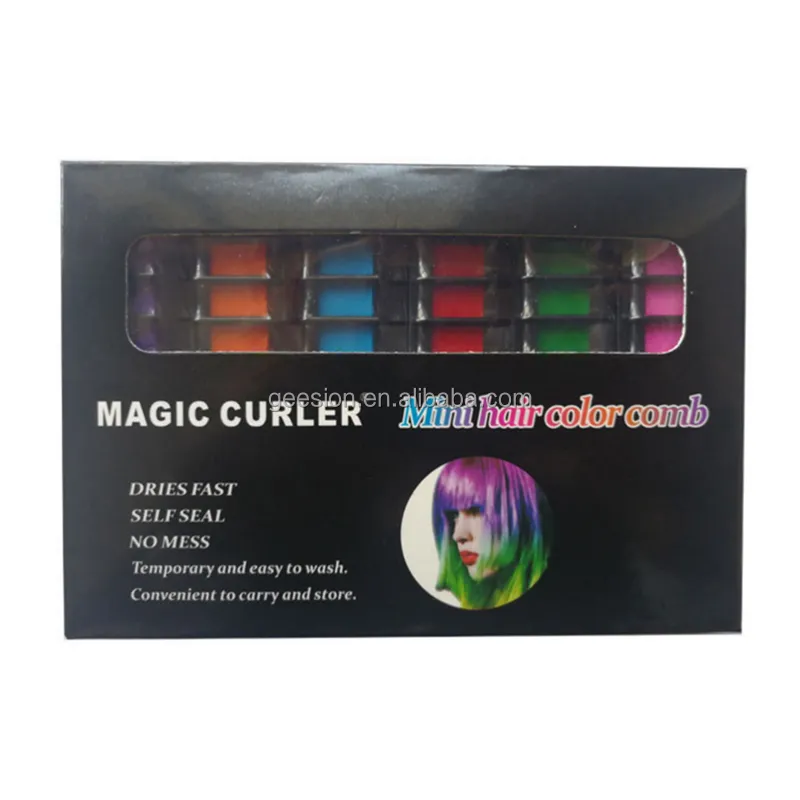 6 Colors Temporary Hair Chalk Dye Comb Instant Hair Color Comb