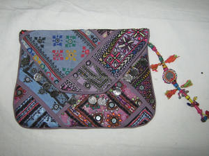 Boho Banjara sac à franges fait à la main durable été pochette brodé bohème toile de jute élégant soirée sac à main - Product Image 3