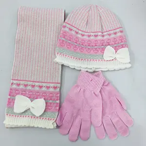 Kids Winter Met Katoenen Voering Hoed Sjaal Gebreide Set