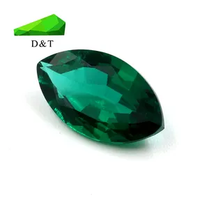 Synthetic emerald-green stone marquise cut hydrothermal method emerald regeneration emerald for jewelry