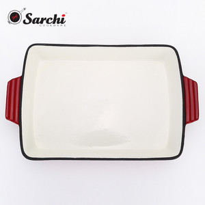<strong>Enameled</strong> Cast Iron Rectangular Roaster Serving <strong>Dish</strong> <strong>Pan</strong> - Product Image 1