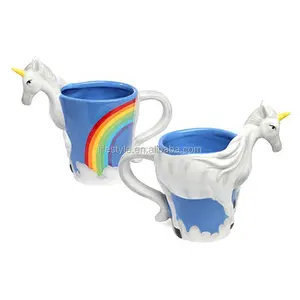 16 oz seramik 3D unicorn kupa gökkuşağı kahve fincanı, orijinal unicorn bardak.
