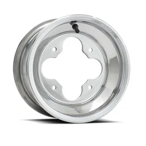 Polished Rolled-Lip Spun Aluminum Wheel 9x8 - 3+5 Offset - 4/110 ATV Quad Rims