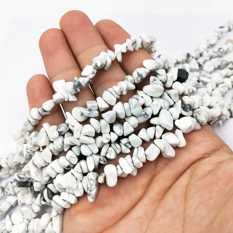 Natural freeform chip white turquoise 5*8mm loose howlite stone beads polished chips 32" chips gemstone for jewelry making