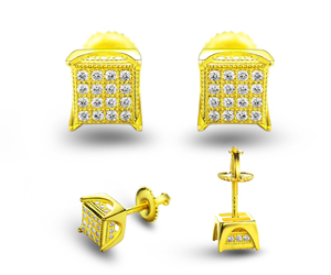 <span class=keywords><strong>Pendientes</strong></span> de Botón Cuadrados de Circonita Estilo Hip Hop para Hombre, Chapados en Oro de 14k, con Diseño Africano, para Bebés - Product Image 2