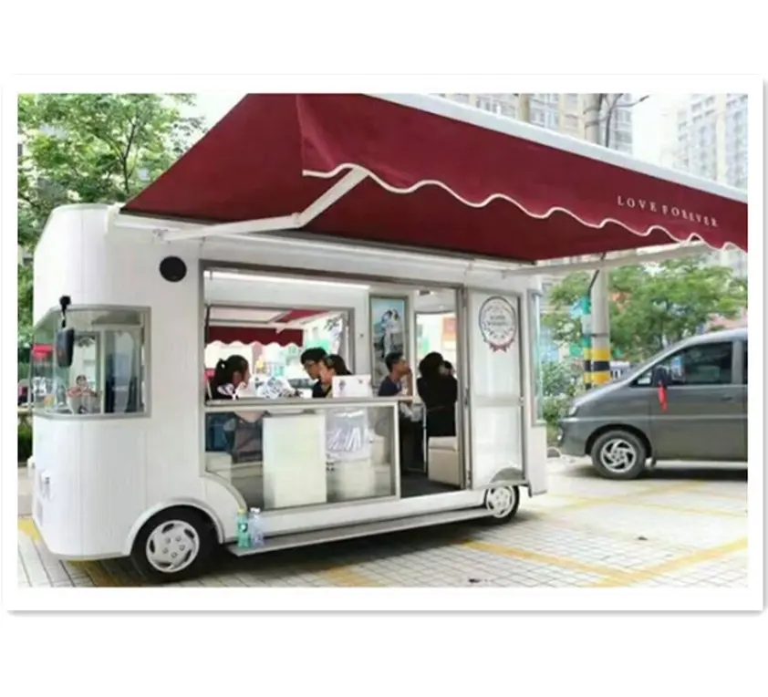 2022 domestic and overseas active demand good taste air cooled fast food van for sale with wheels mounted