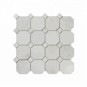 Carrelage de mosaïque en marbre gris et blanc, vintage, décoration sol et mur du millénaire, nouveau design, carreaux de mosaïque en marbre poli - Product Image 3