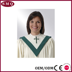 Unisex Imam <span class=keywords><strong>Pastor</strong></span> Gereja Kristen Paduan Suara Jubah Cross Gaun Panjang dengan Mencuri - Product Image 5