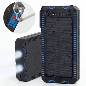 Waterdichte Solar Power Bank 12000Mah, Dual Usb Solar Battery Charger Outdoor Reizen Mobiele Powerbank